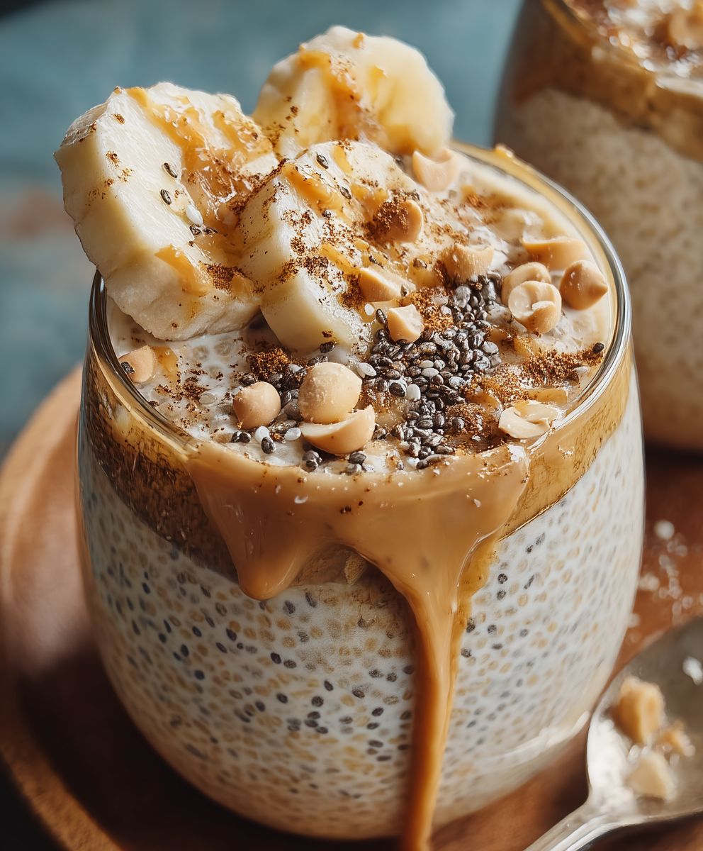 Bananen Erdnussbutter Overnight Oats