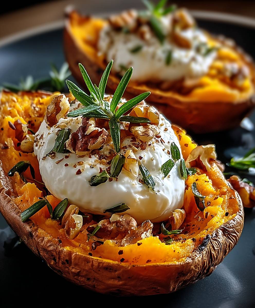 Gefüllte Süßkartoffel Burrata