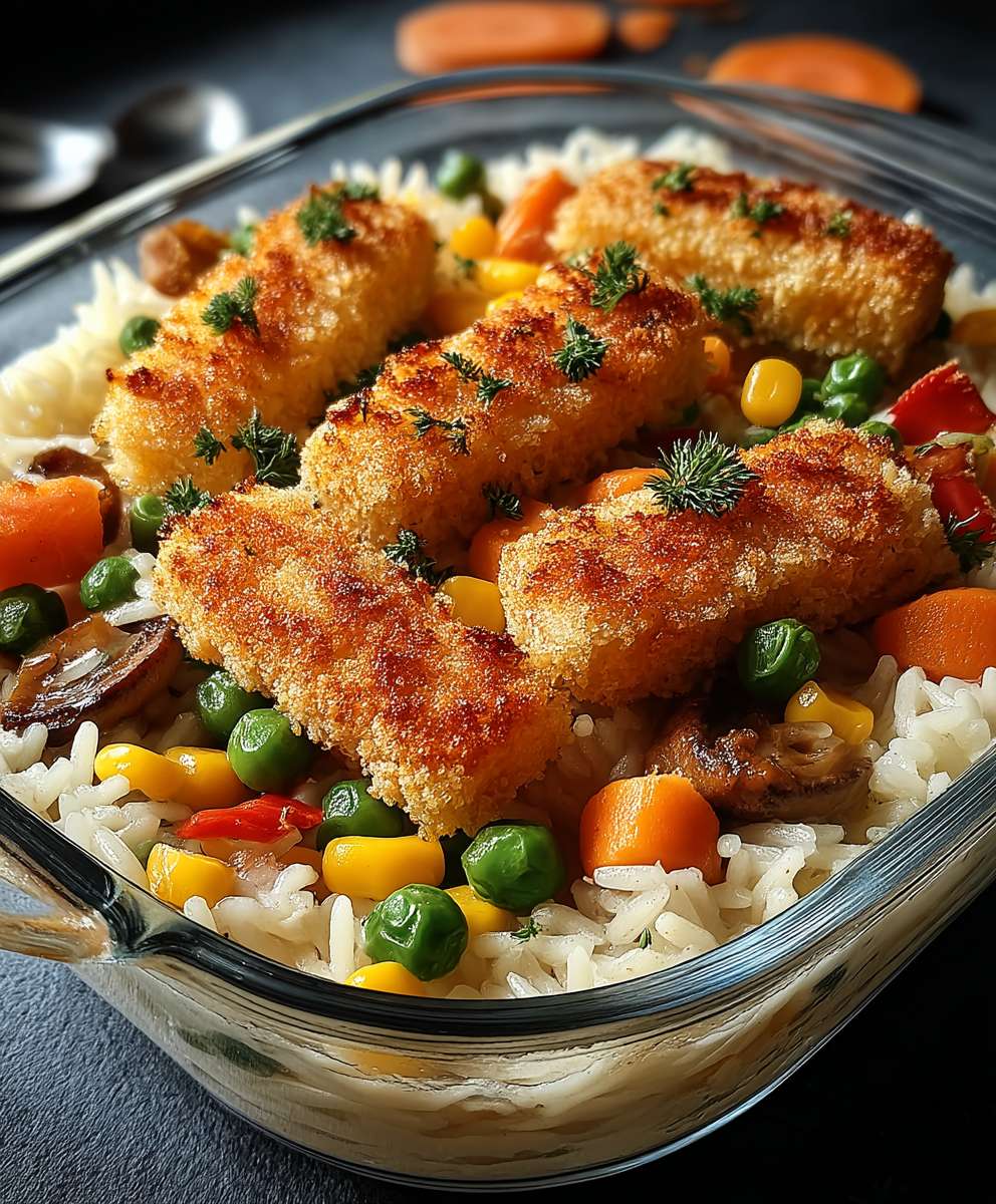 Fischstäbchen Auflauf mit Gemüse