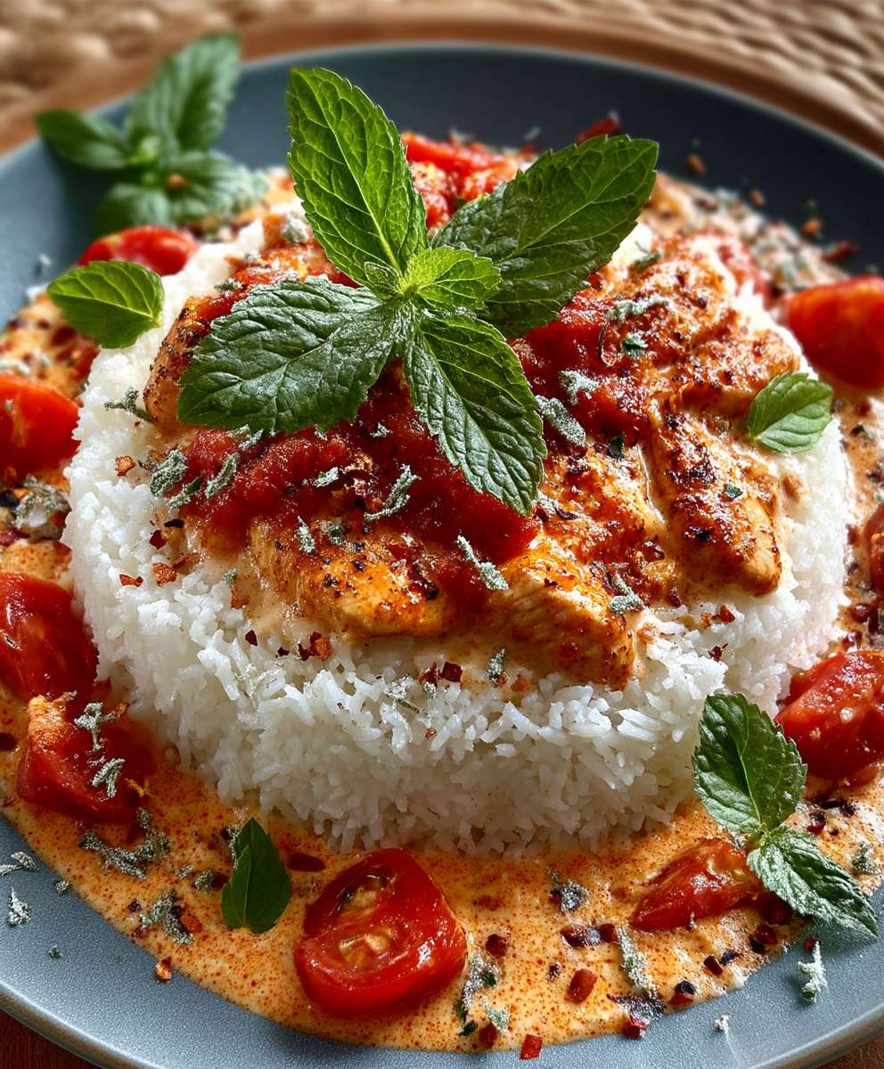 Hähnchen Reis Tomatensoße