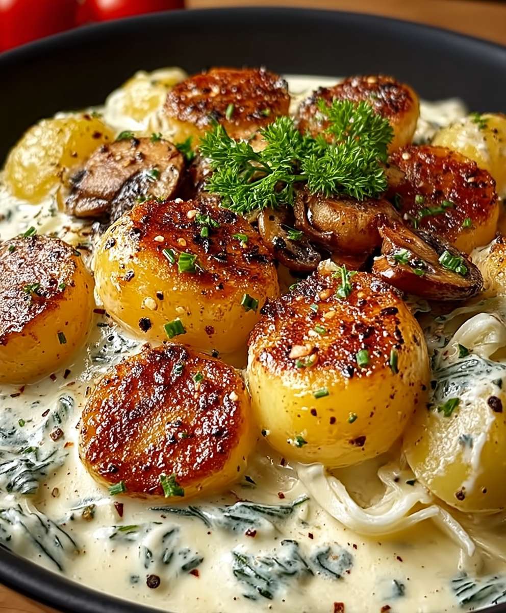 Knoblauch Kartoffeln Sahnesauce