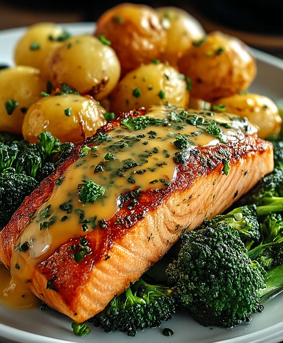 Zitronenbutterlachs Kartoffeln Brokkoli