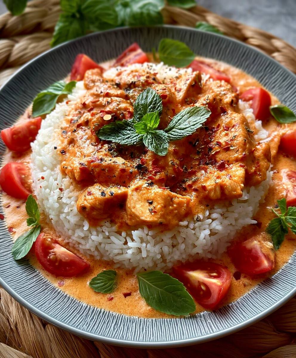 Hähnchen Reis Tomatensoße