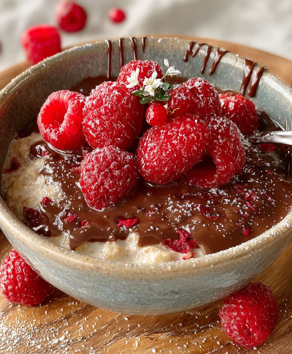 Gebackener Haferflocken Himbeeren Vegan