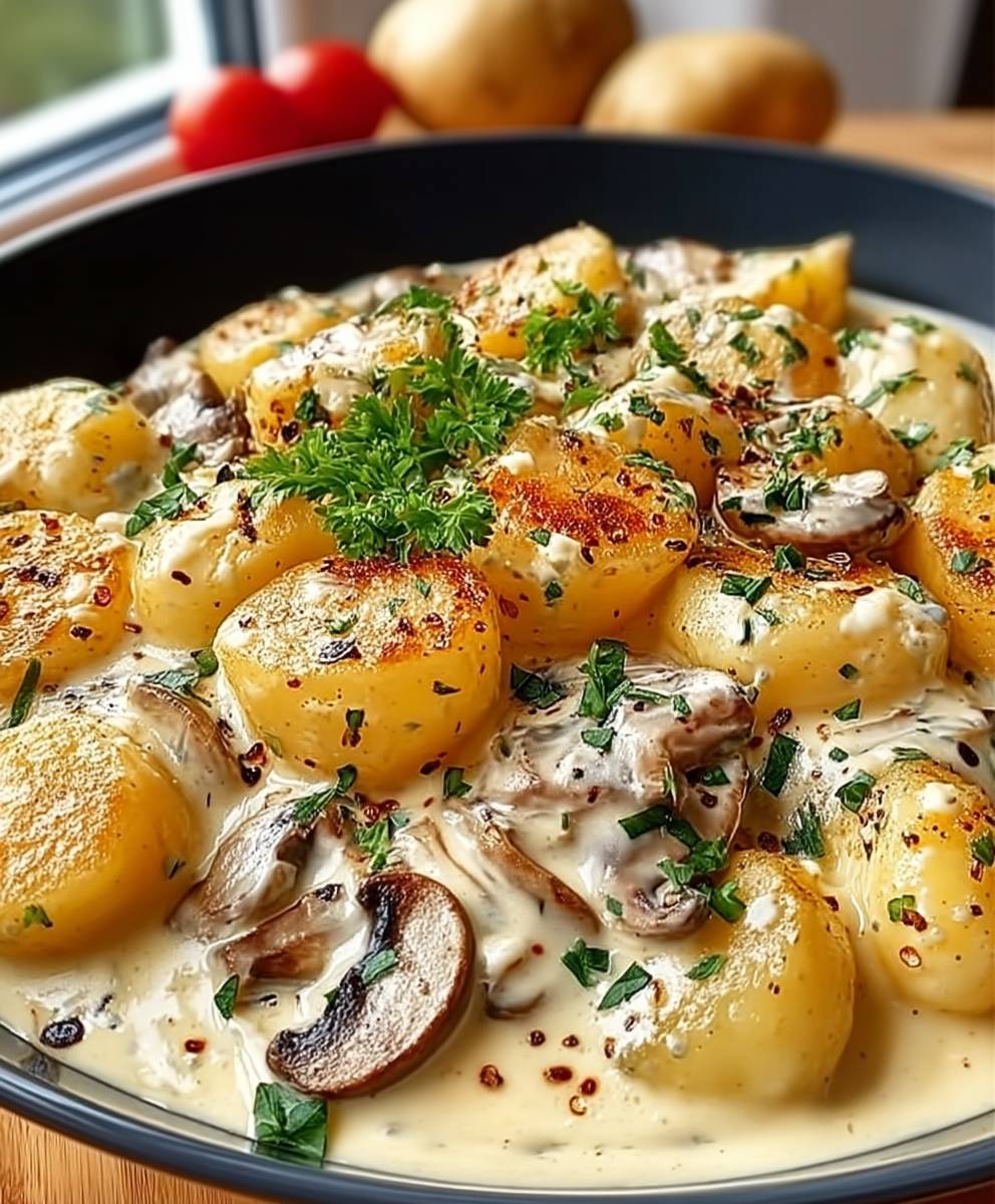 Knoblauch Kartoffeln Sahnesauce