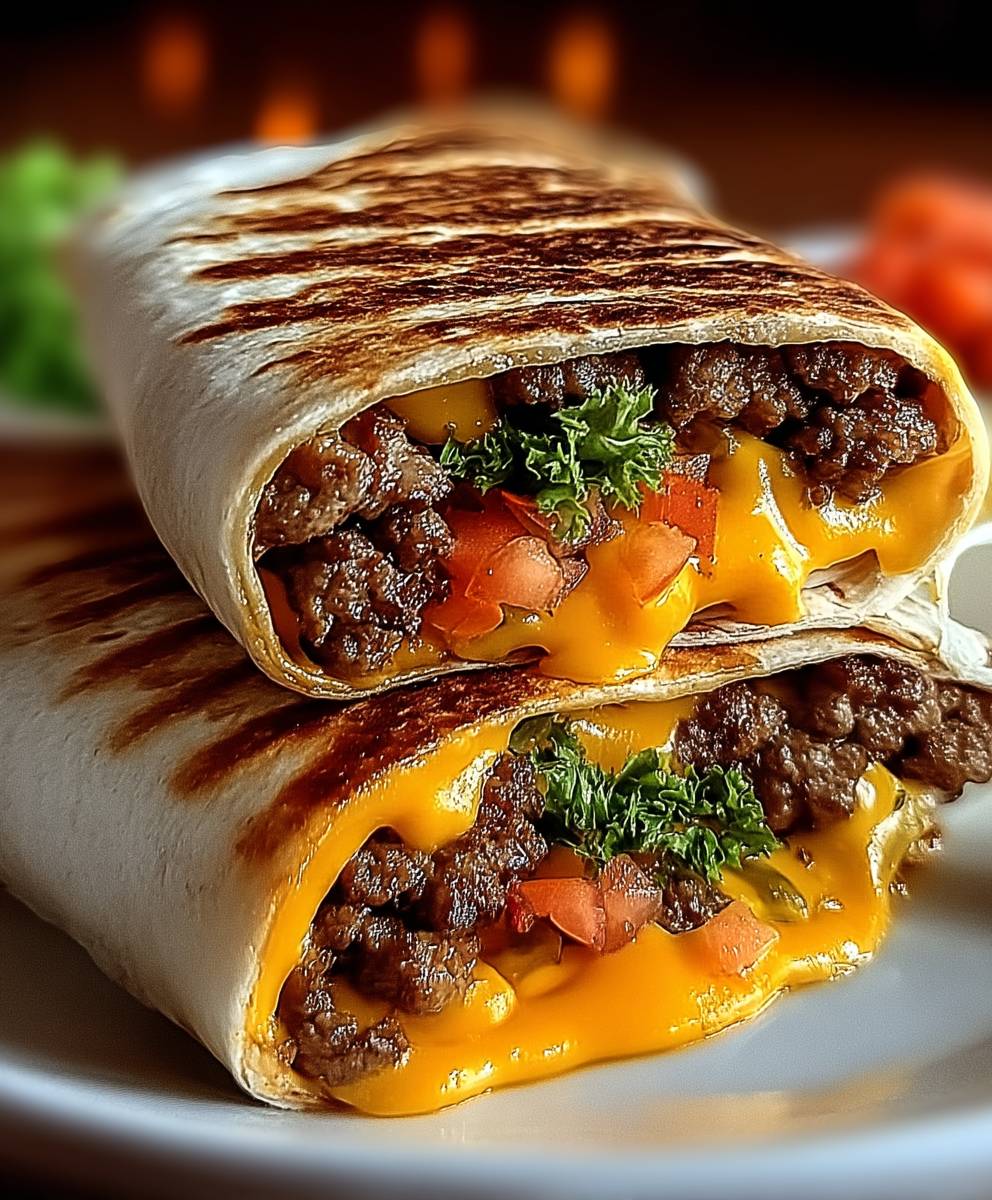 Gegrillte Cheeseburger Wraps