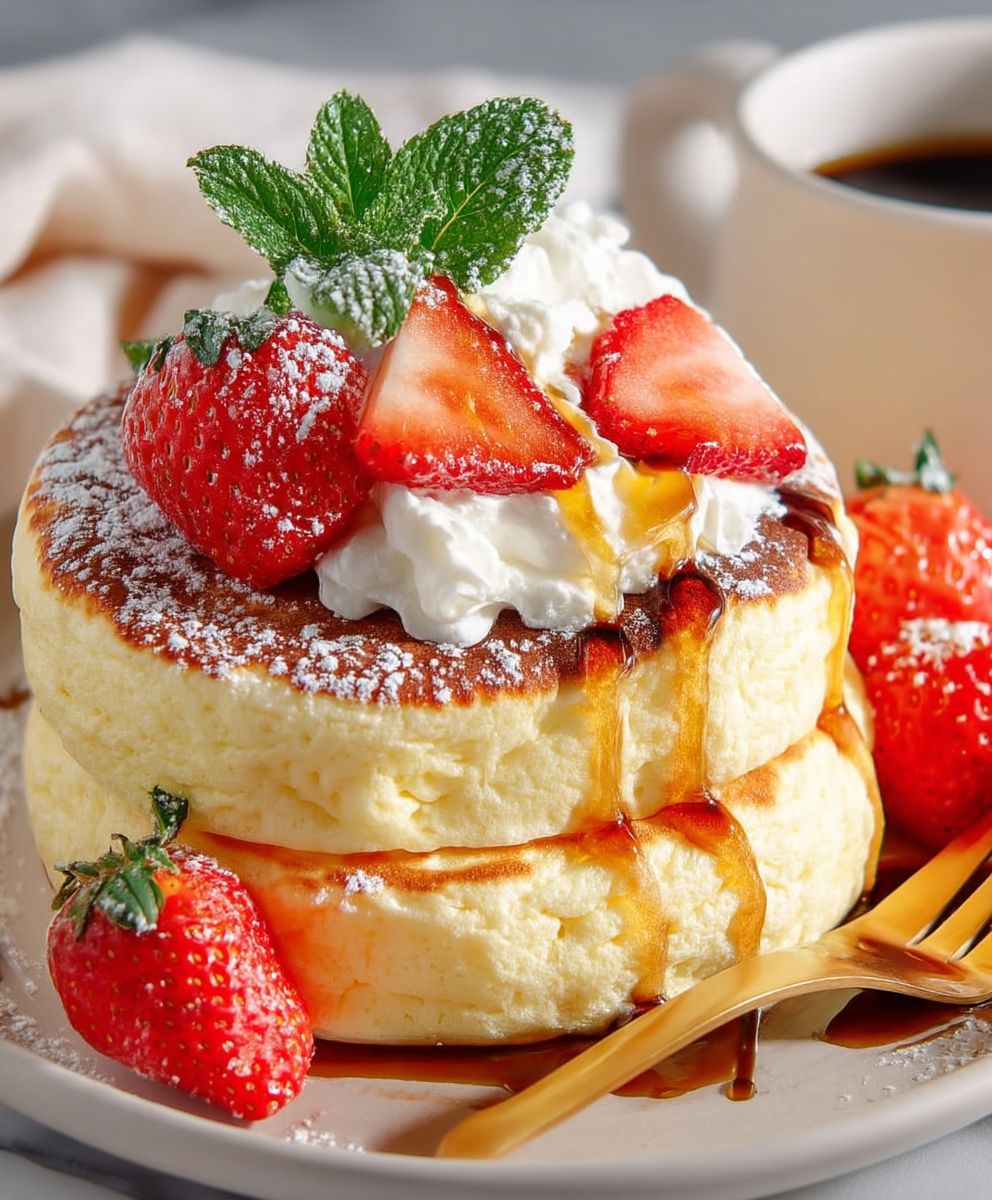 Japanische Soufflé Pancakes fluffig