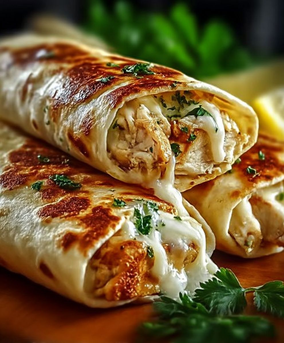 Käse Knoblauch Hähnchen Wraps