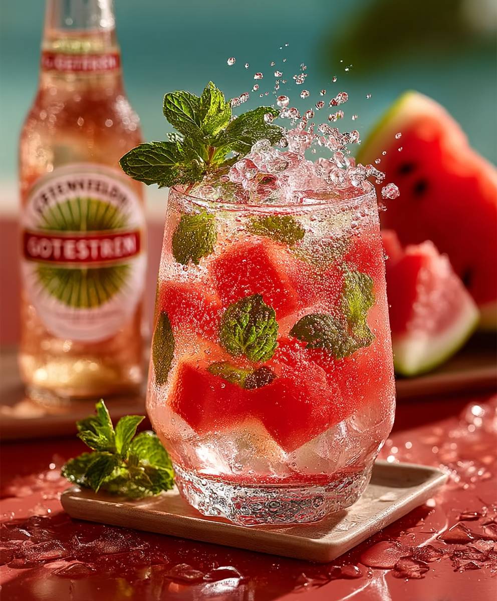 Wassermelone Minze Spritz Cocktail