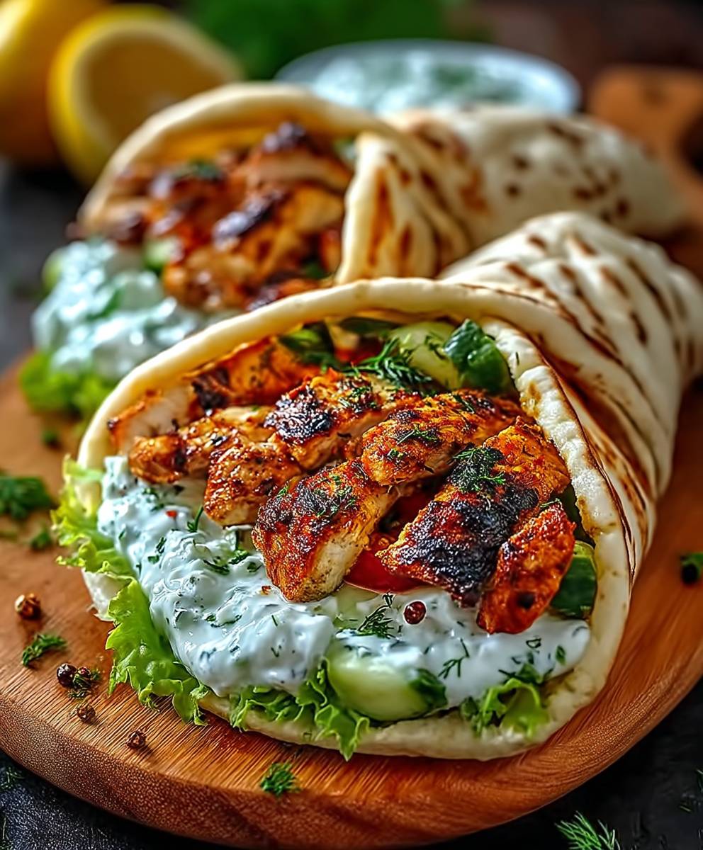 Hähnchen Gyros mit Feta Tzatziki