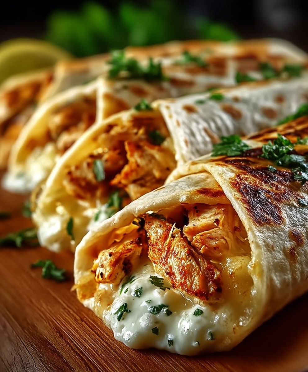 Käse Knoblauch Hähnchen Wraps