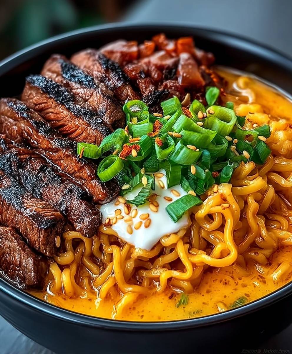 Koreanisches Ramen mit Rindfleisch
