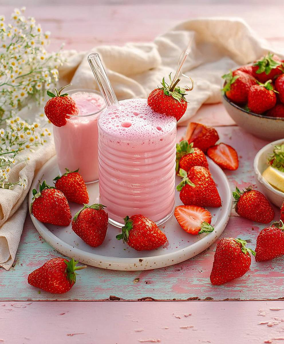 Erdbeermilch einfach selbstgemacht