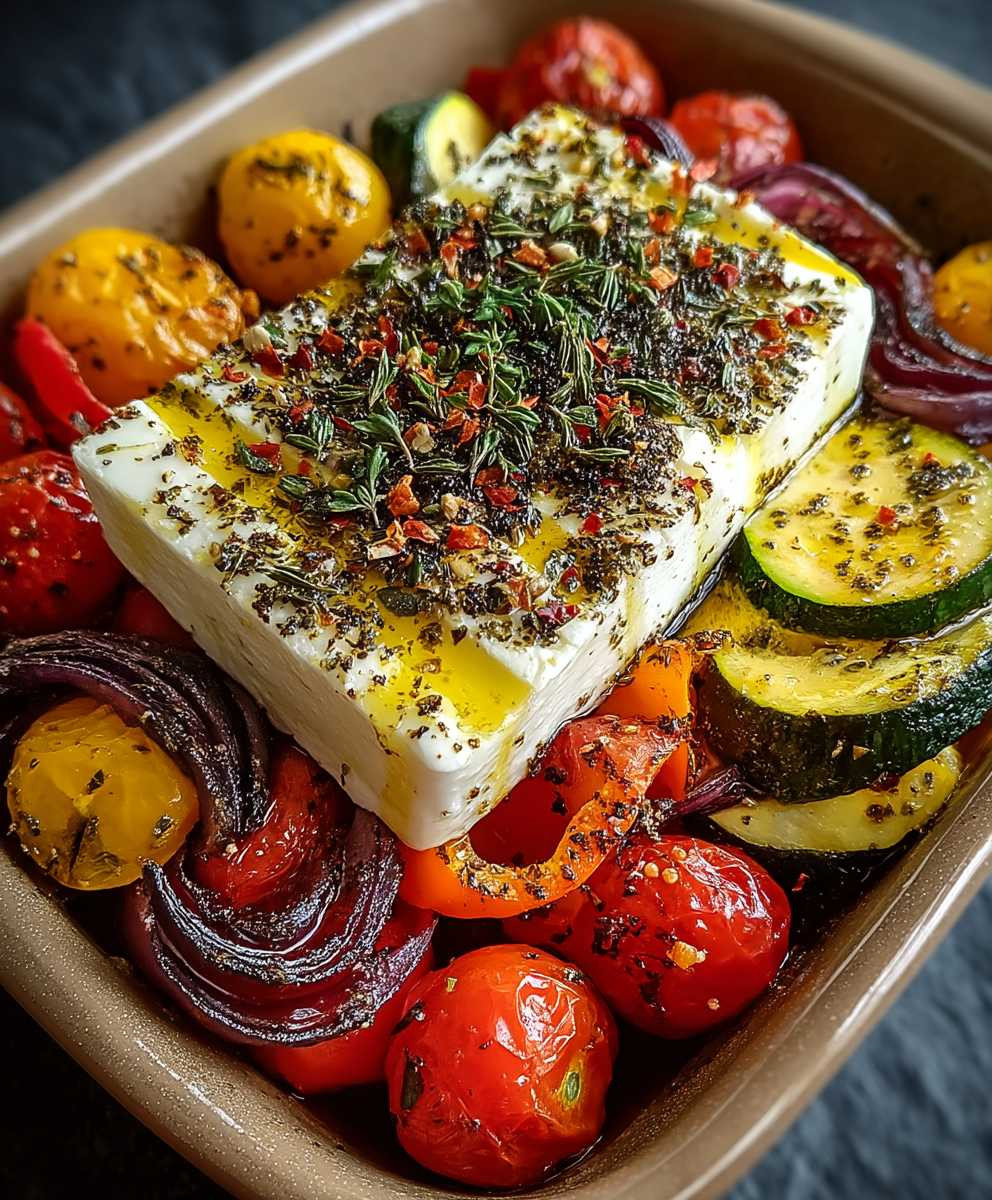 Gebackener Feta mediterranes Gemüse Low Carb