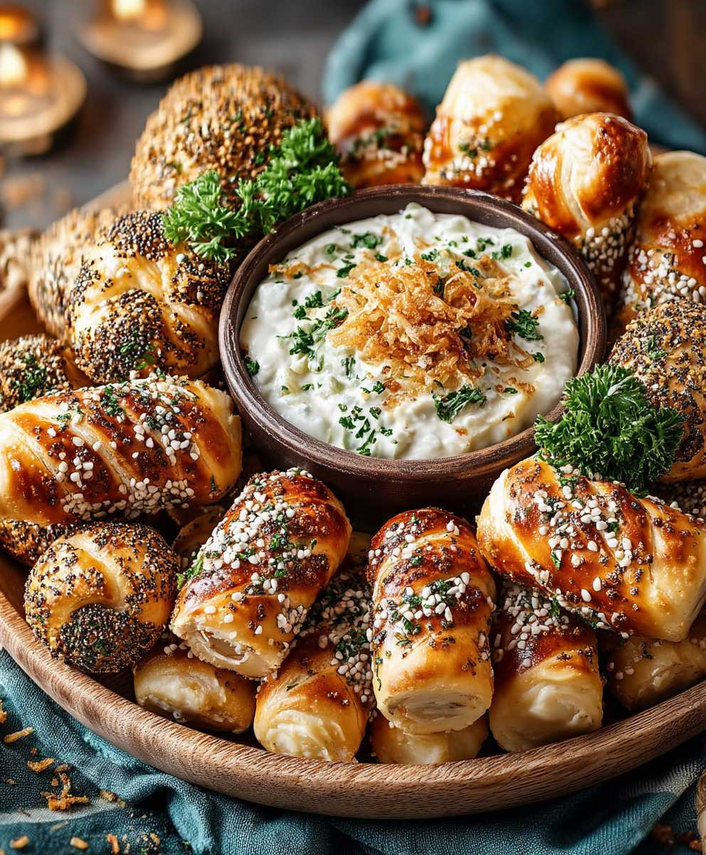 Laugenkonfekt mit Zwiebel Dip