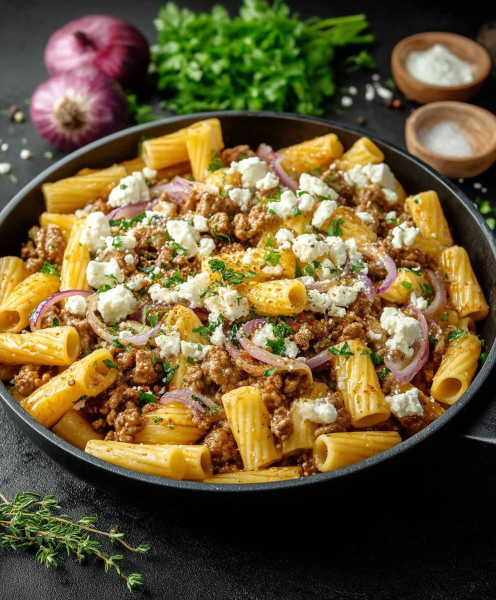 Nudel Hackfleisch Pfanne Feta