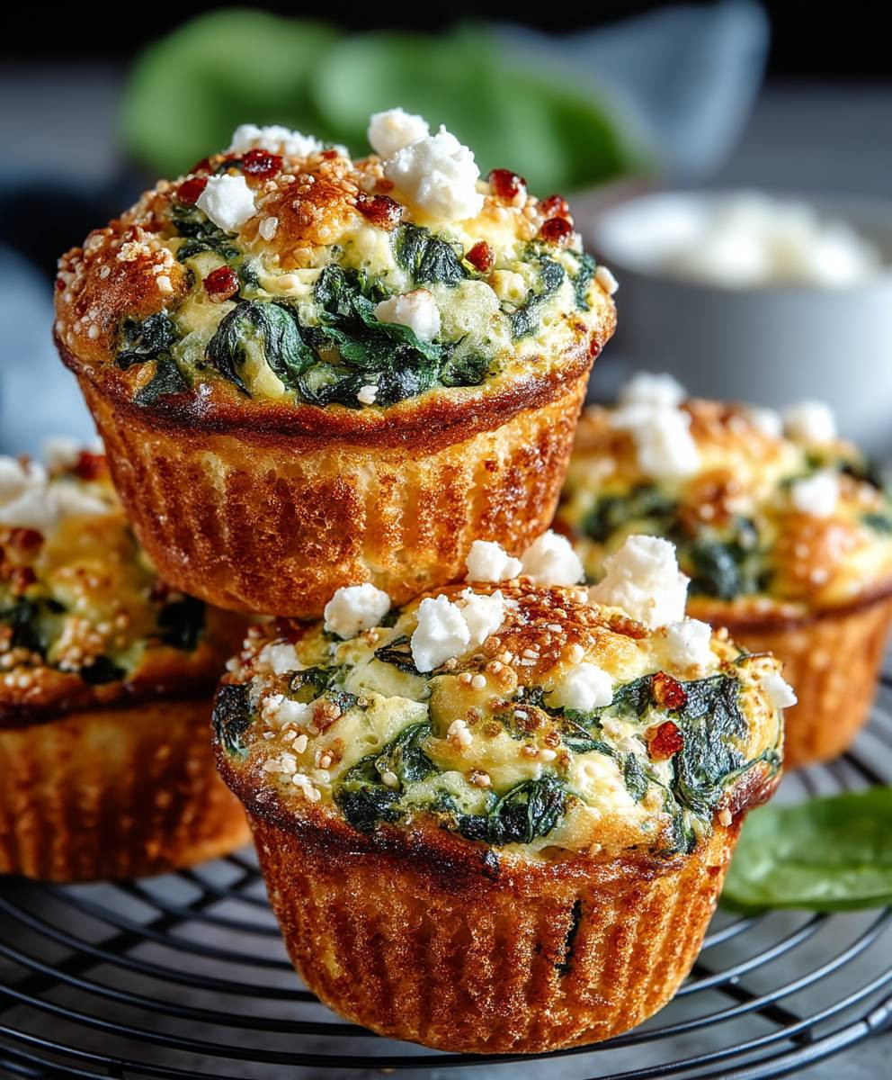 Spinat Feta Muffins backen