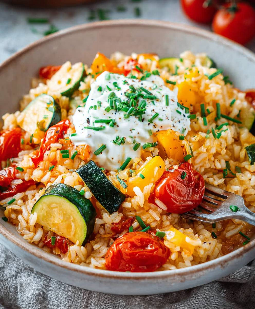 Vegetarische Reispfanne mit Gemüse