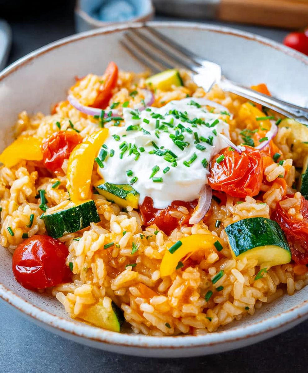 Vegetarische Reispfanne mit Gemüse