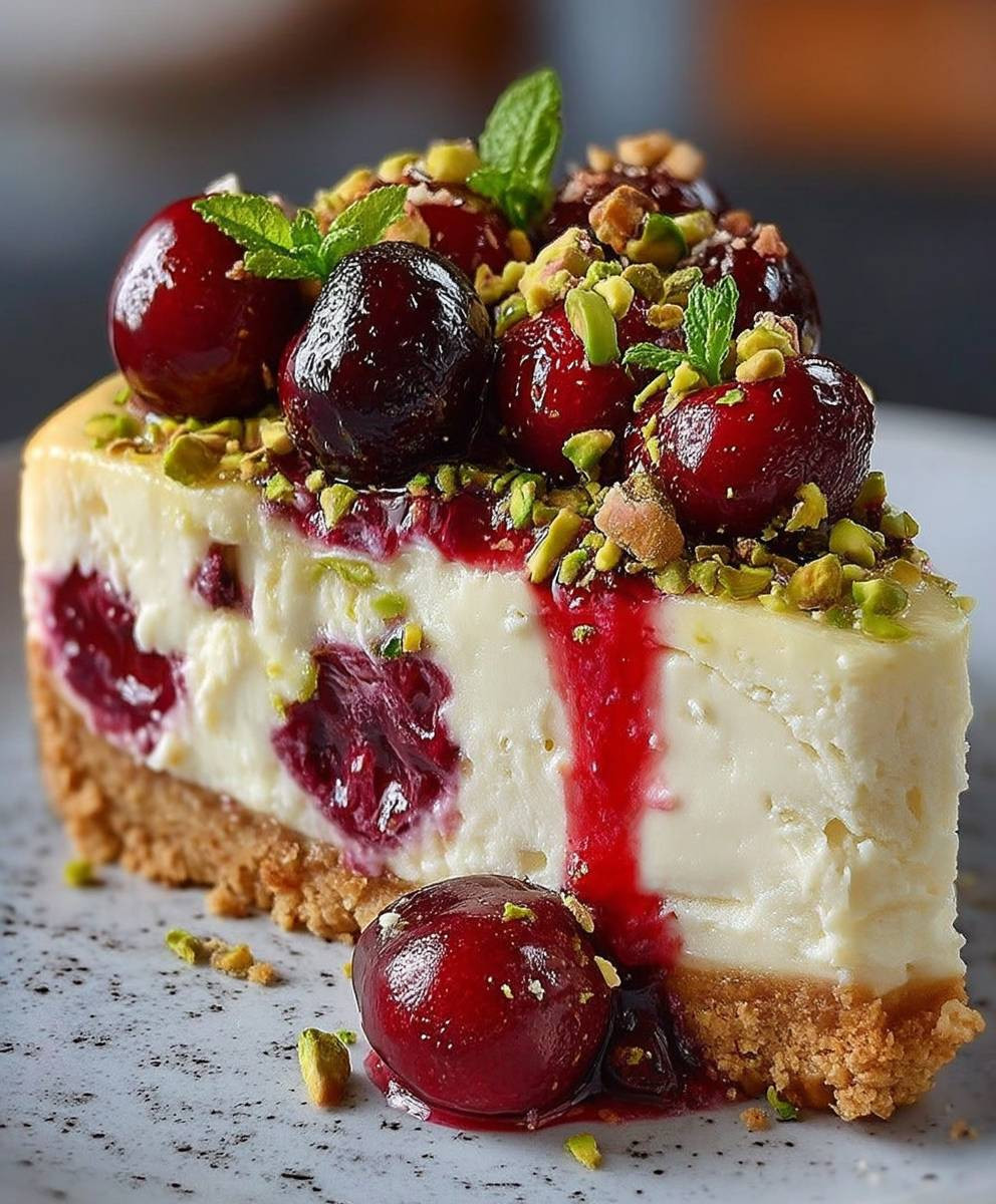 Zitronen Limetten Kirsch Pistazien Käsekuchen
