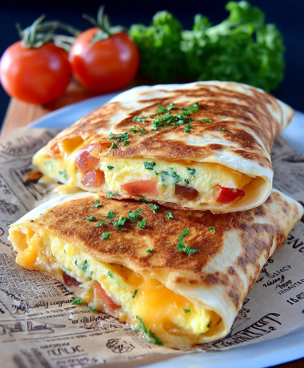 Frühstückswrap Ei Käse Tomaten