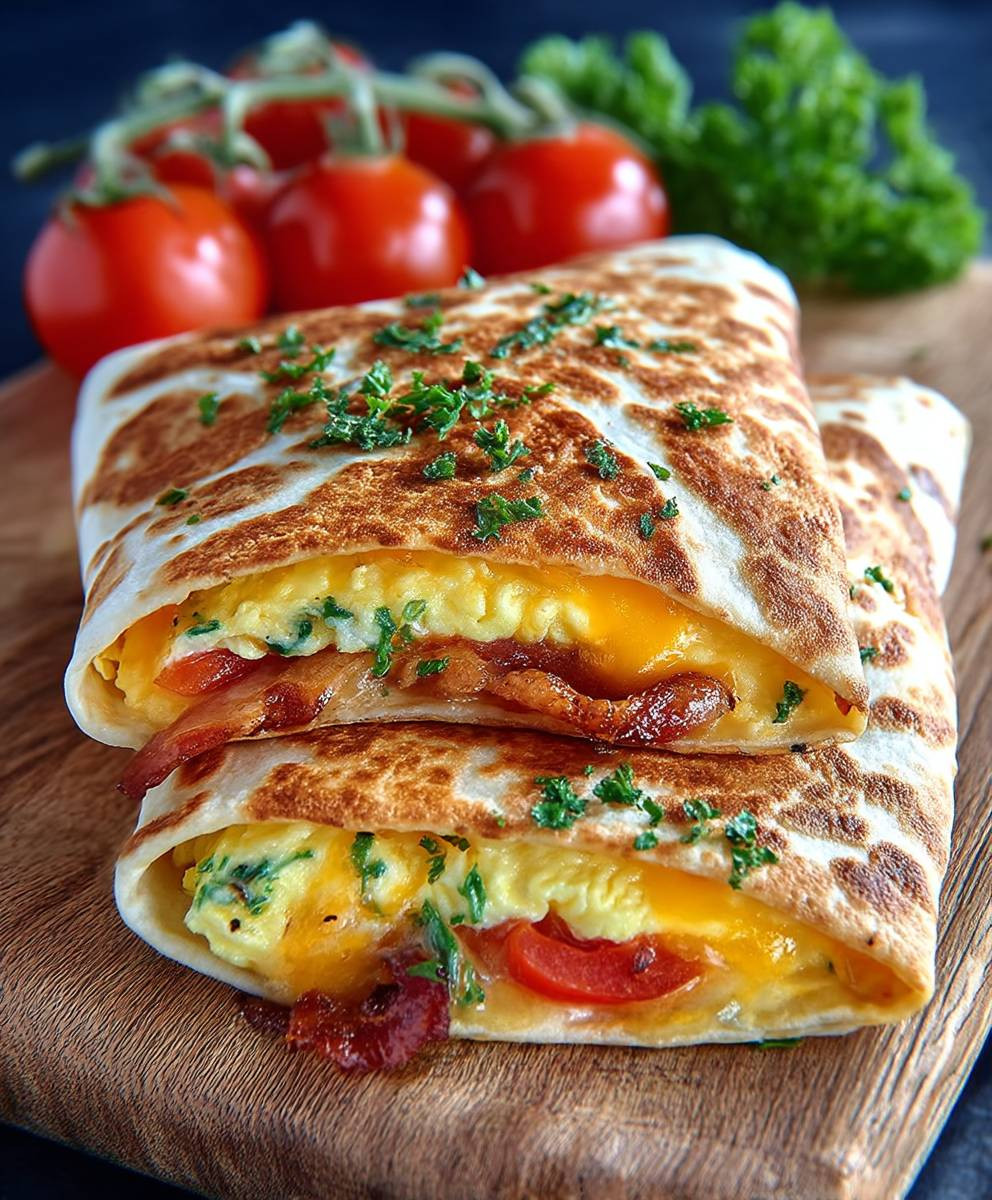Frühstückswrap Ei Käse Tomaten