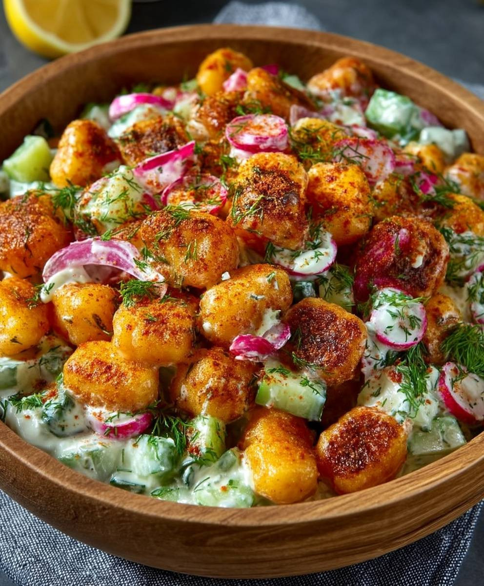 Knuspriger Gnocchi Salat einfach