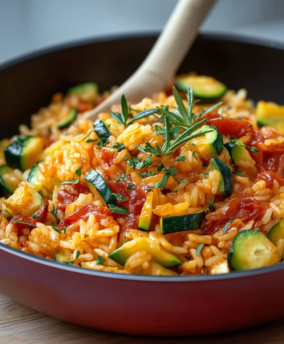 Zucchini Tomaten Reis vegetarisch