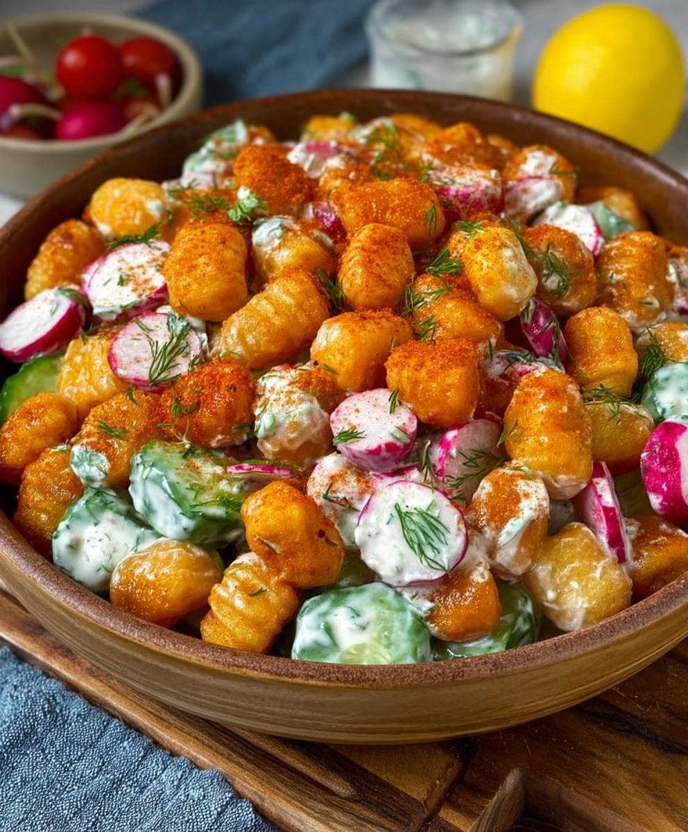 Knuspriger Gnocchi Salat einfach