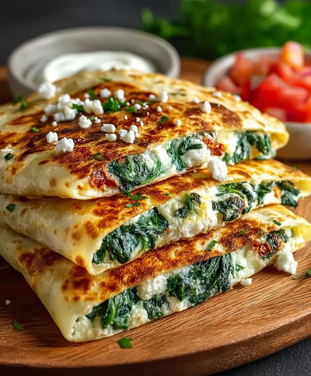 Spinat Feta Quesadillas einfach