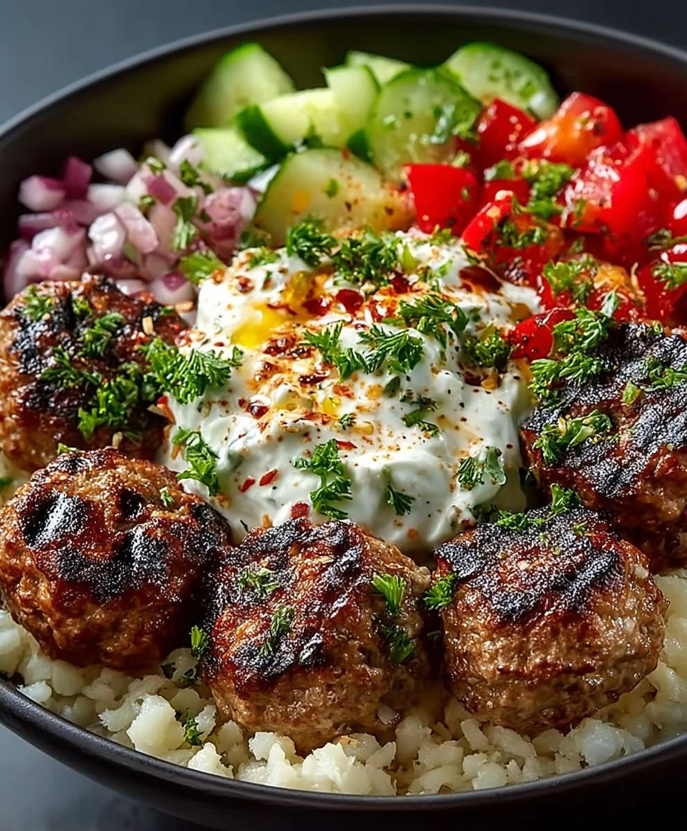 Griechische Fleischbällchen Bowl