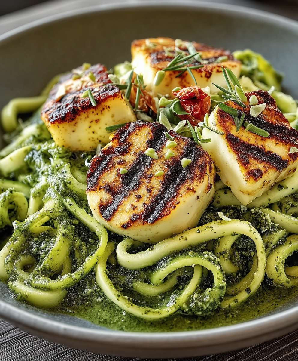 Halloumi Zucchini Pesto Nudeln