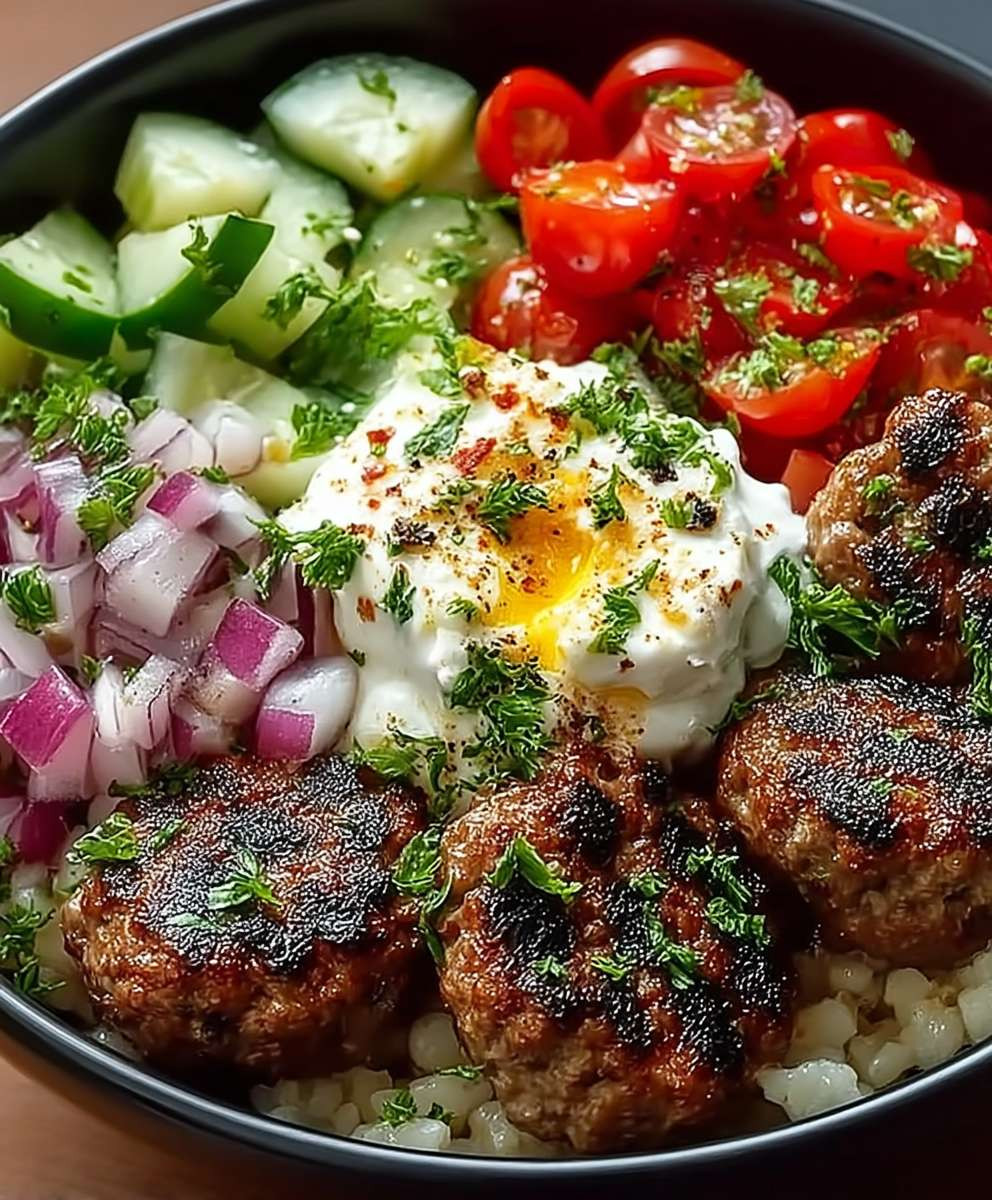 Griechische Fleischbällchen Bowl