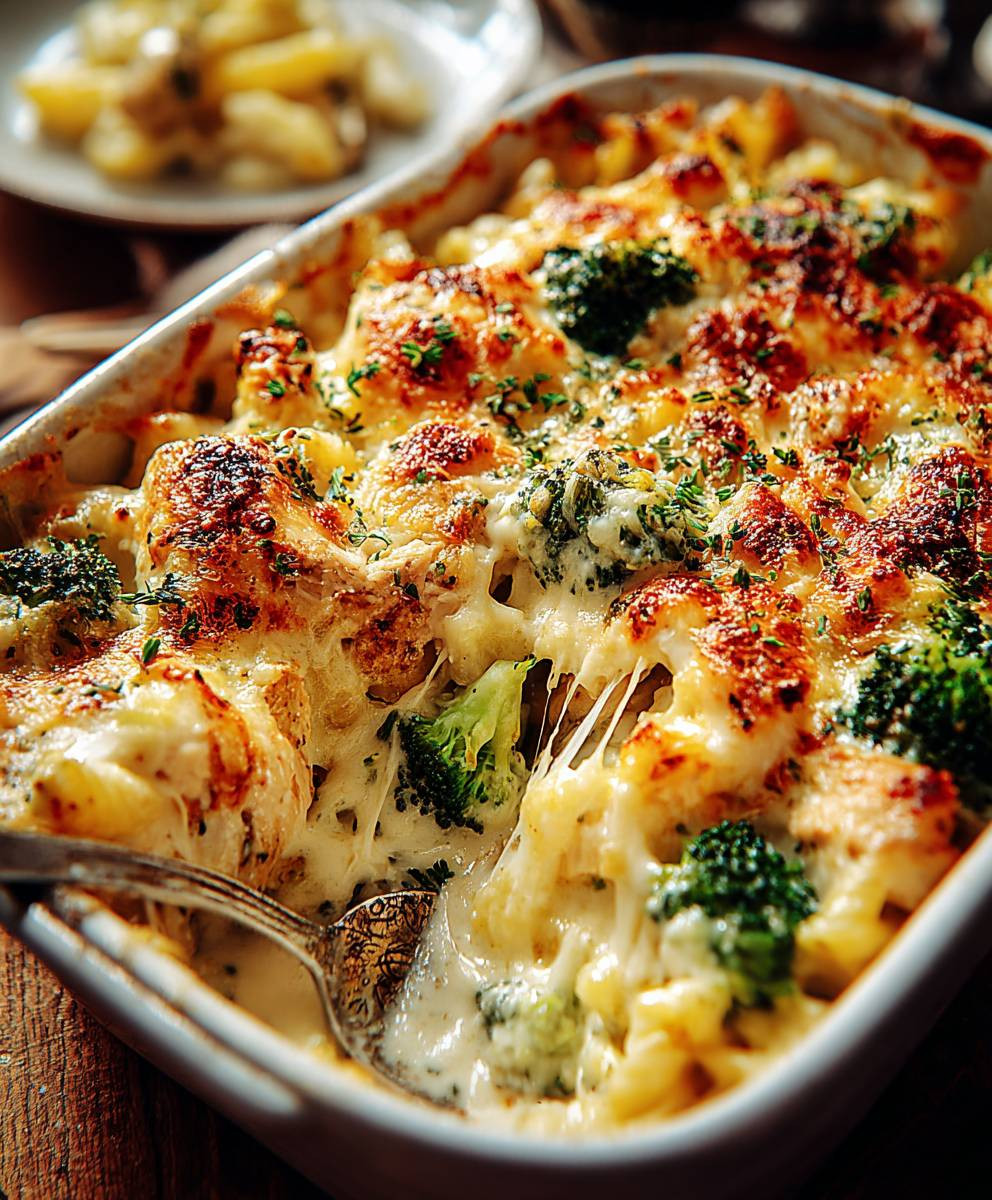 Brokkoli Hähnchen Auflauf mit Frischkäse