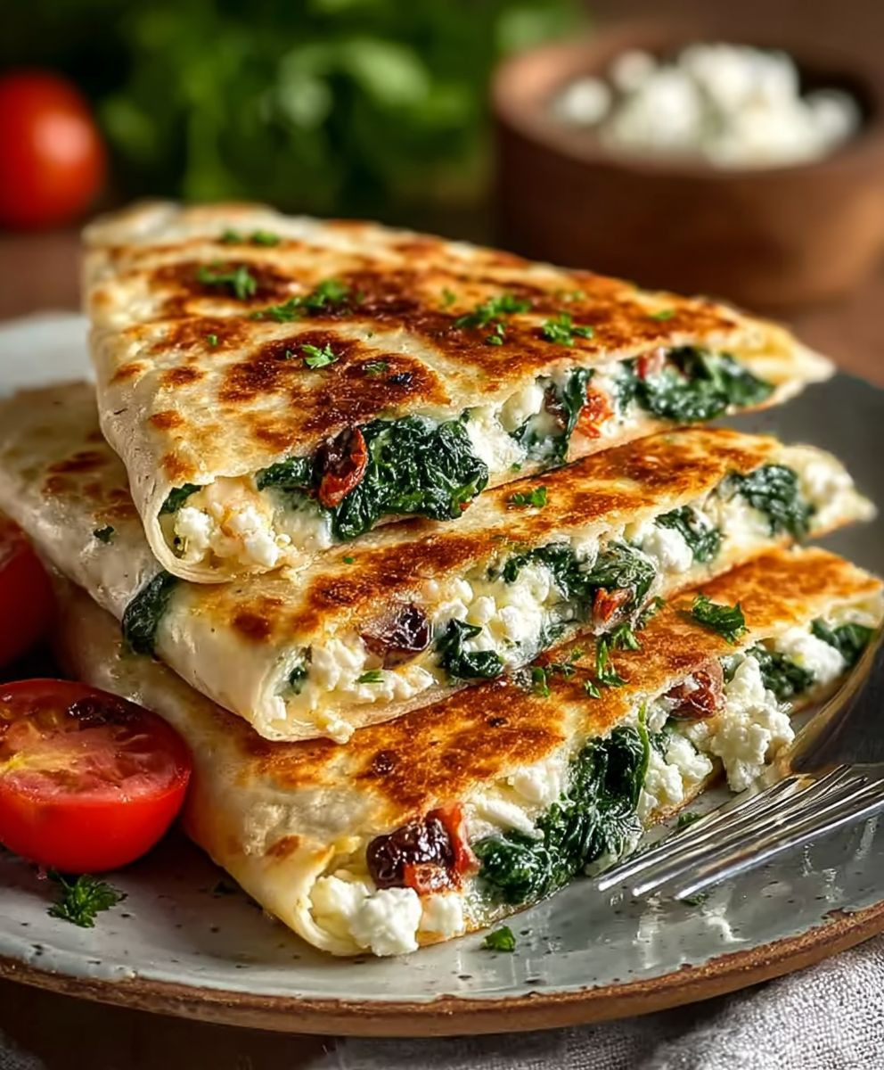 Spinat Feta Quesadillas einfach