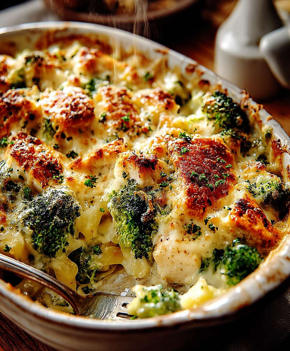 Brokkoli Hähnchen Auflauf mit Frischkäse