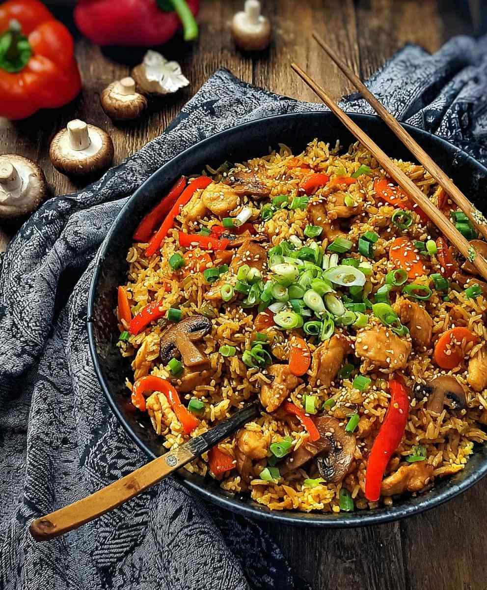 Gebratener Asia Reis Huhn