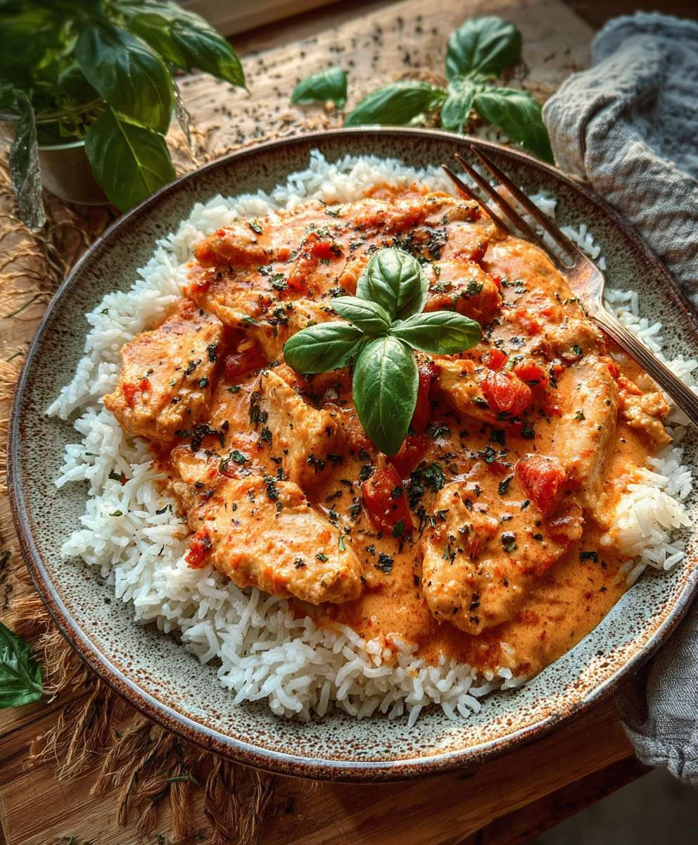 Hähnchen Reis Tomatensoße