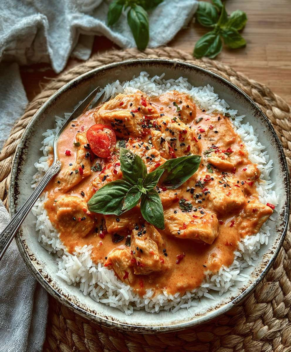 Hähnchen Reis Tomatensoße