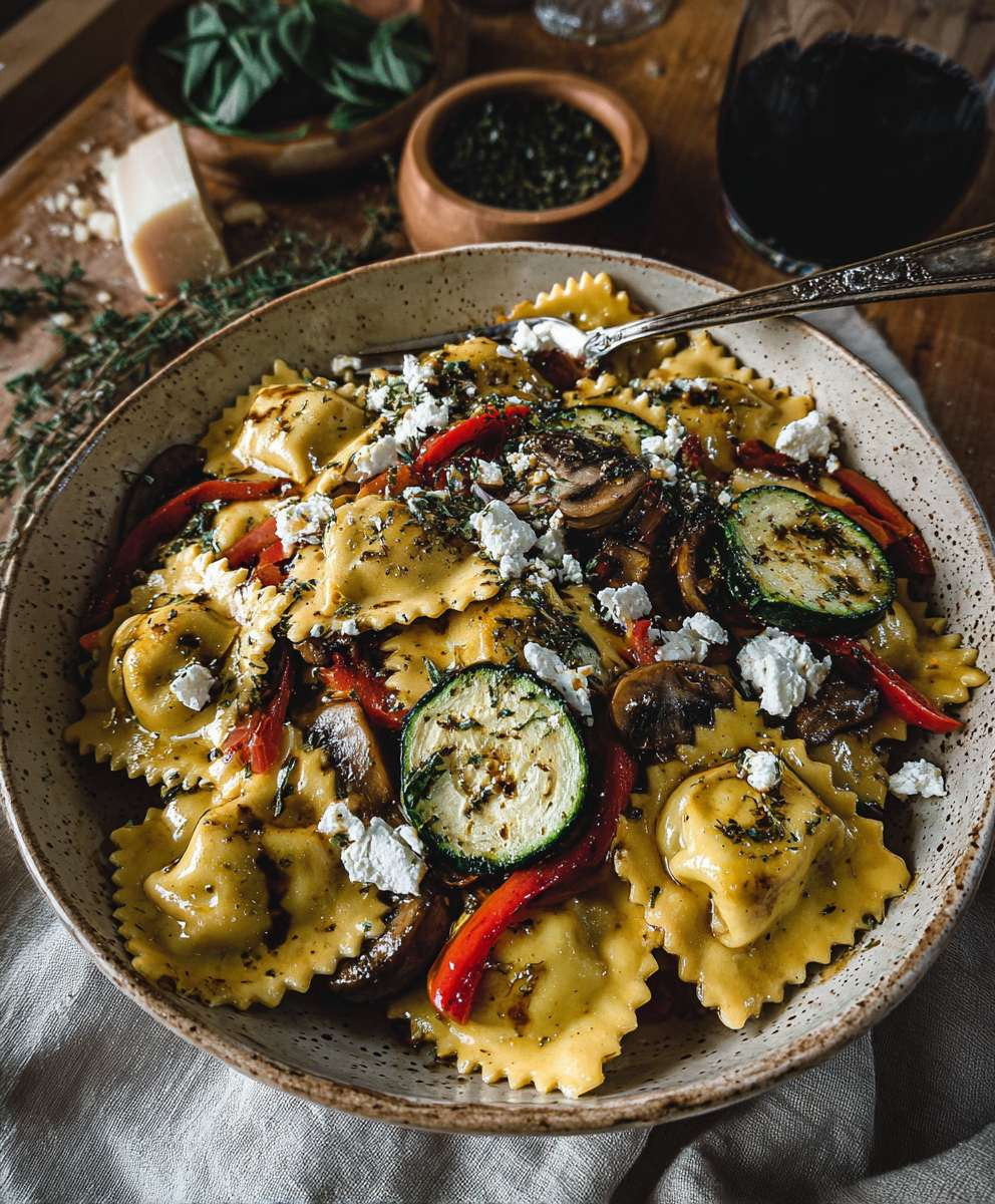 Antipasti Ravioli Salat einfach zubereiten