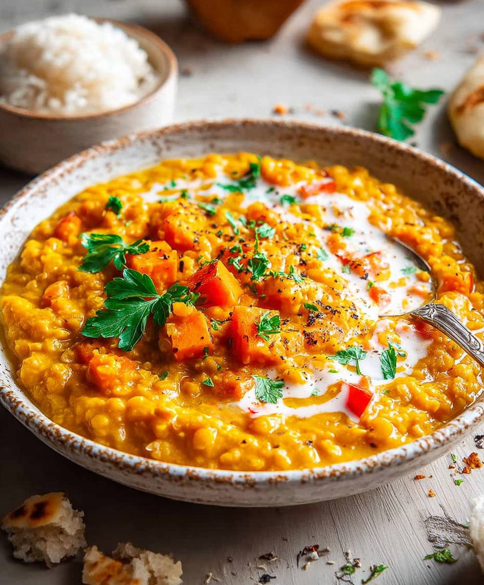 Süßkartoffel Linsen Curry Kokosmilch