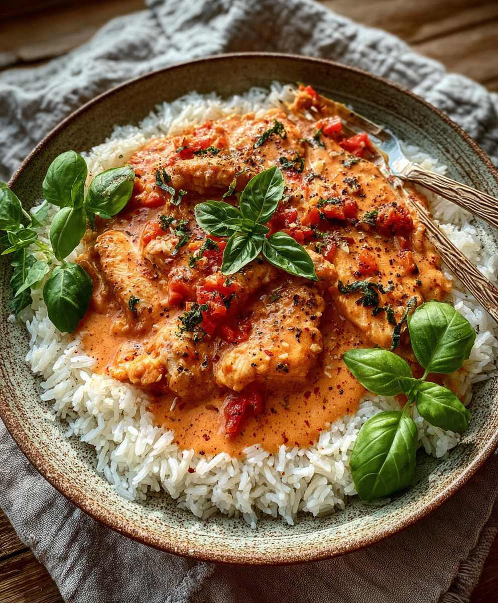 Hähnchen Reis Tomatensoße