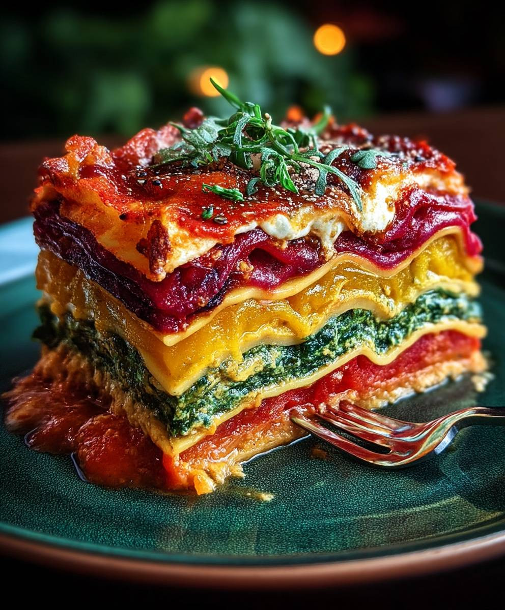Regenbogen Lasagne bunt lecker