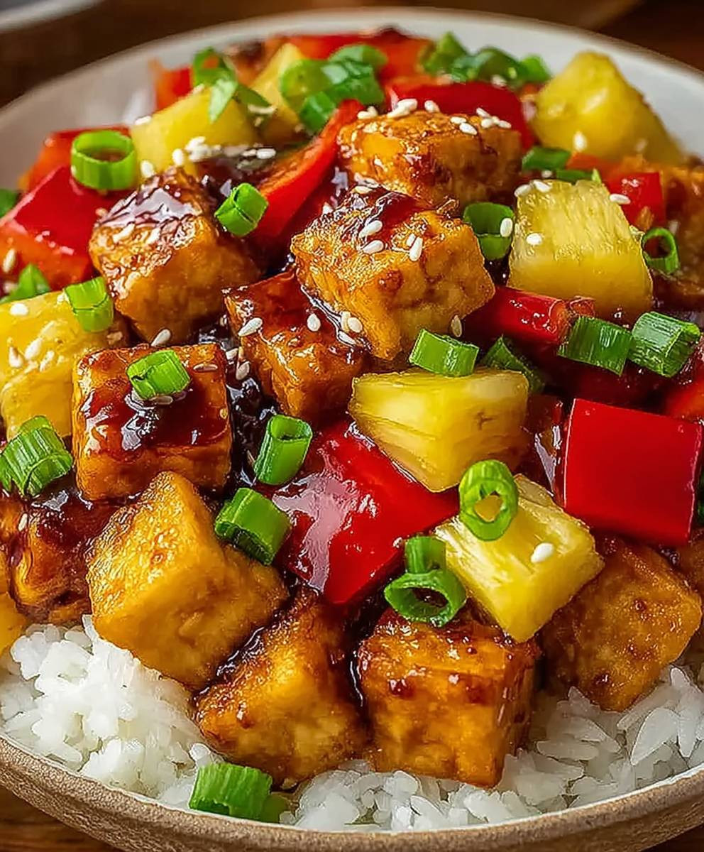 Veganes Ananas Tofu Gericht