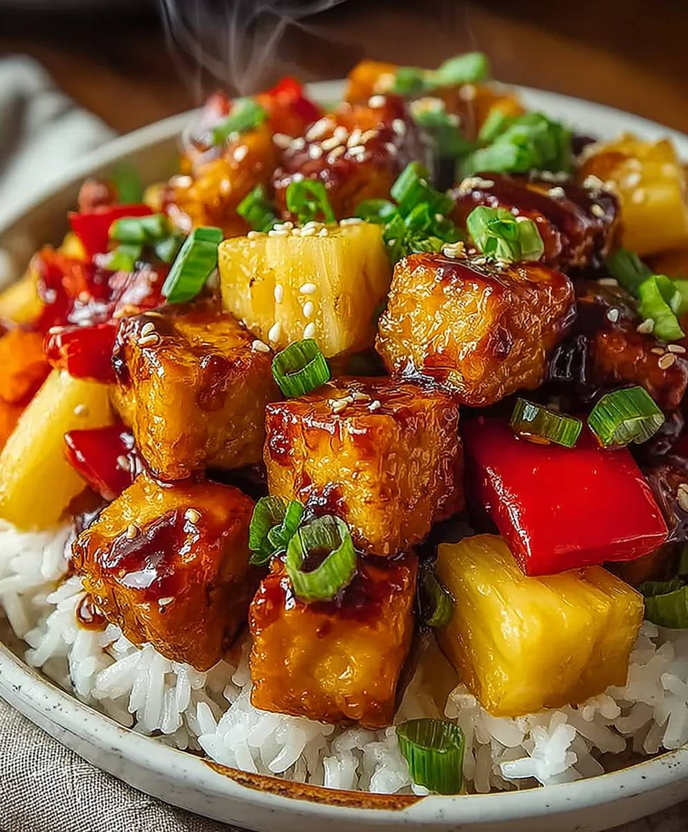 Veganes Ananas Tofu Gericht