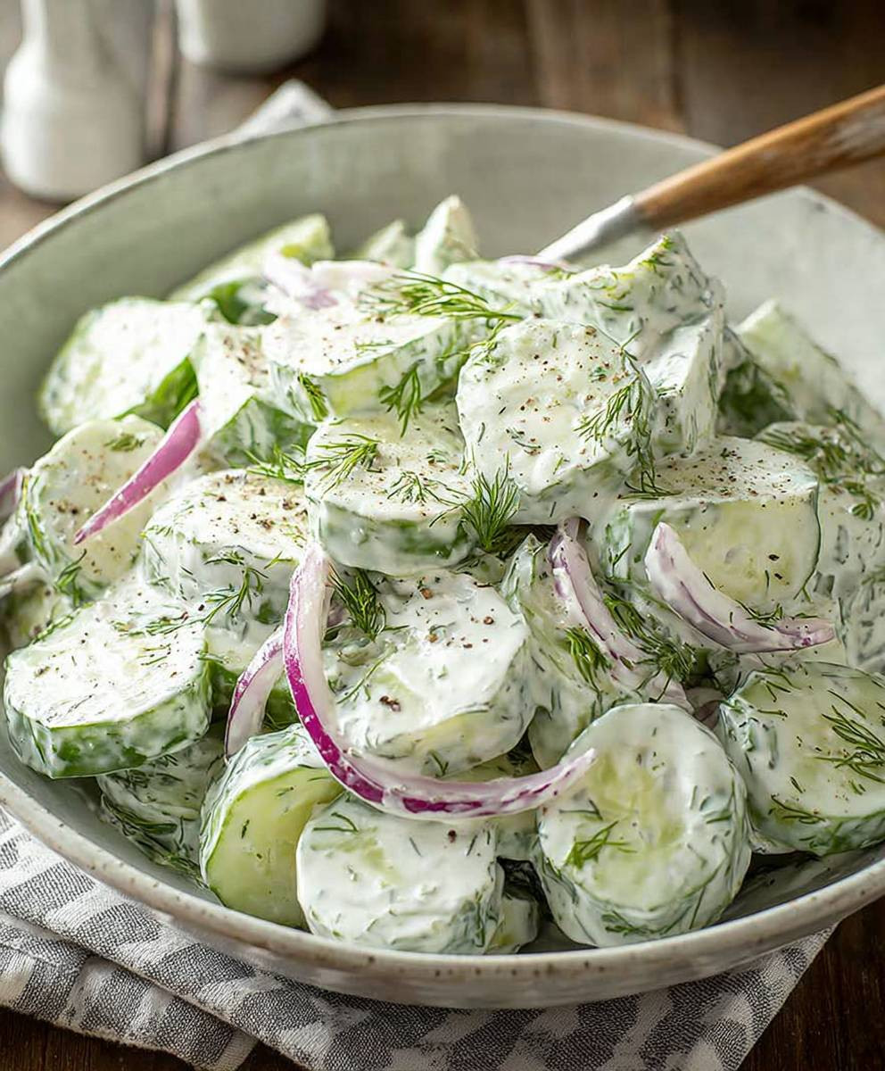 Cremiger Gurkensalat einfach zubereiten