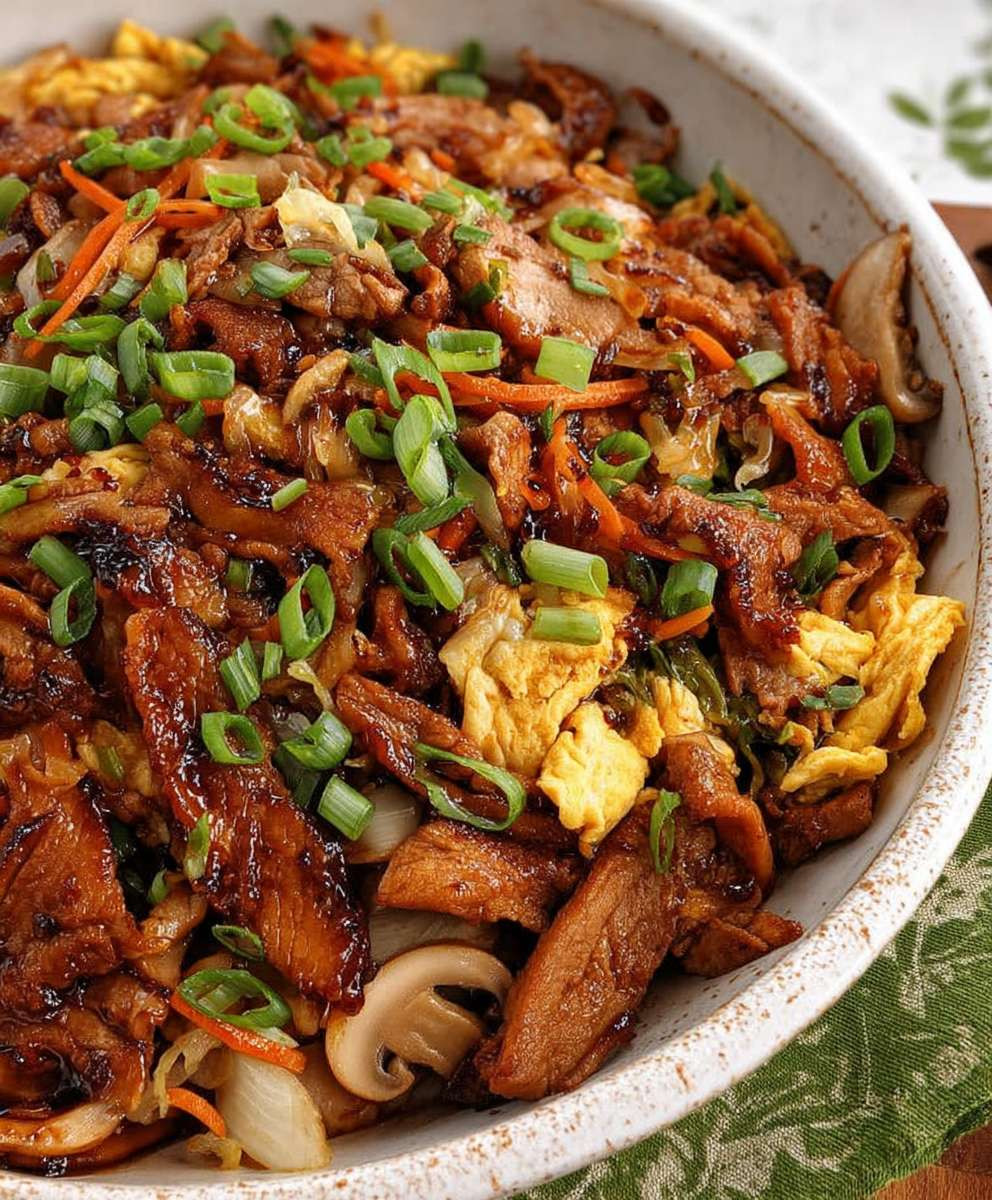 Moo Shu Schweinefleisch Zubereitung