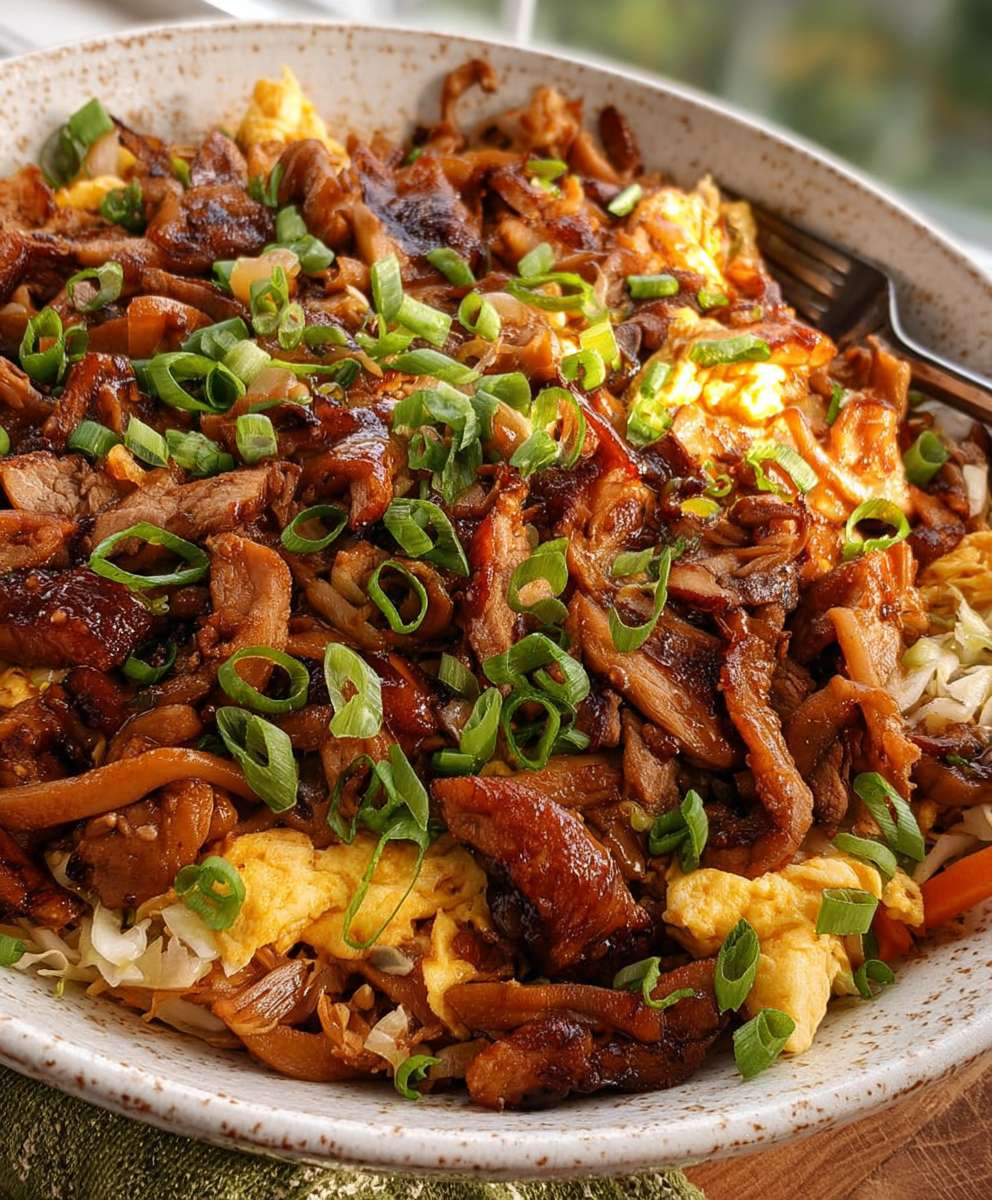Moo Shu Schweinefleisch Zubereitung