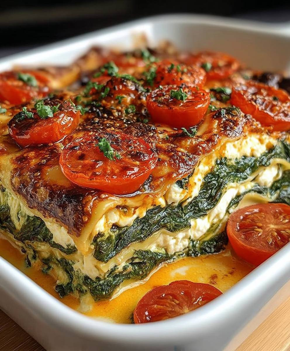 Spinatlasagne Feta Tomaten