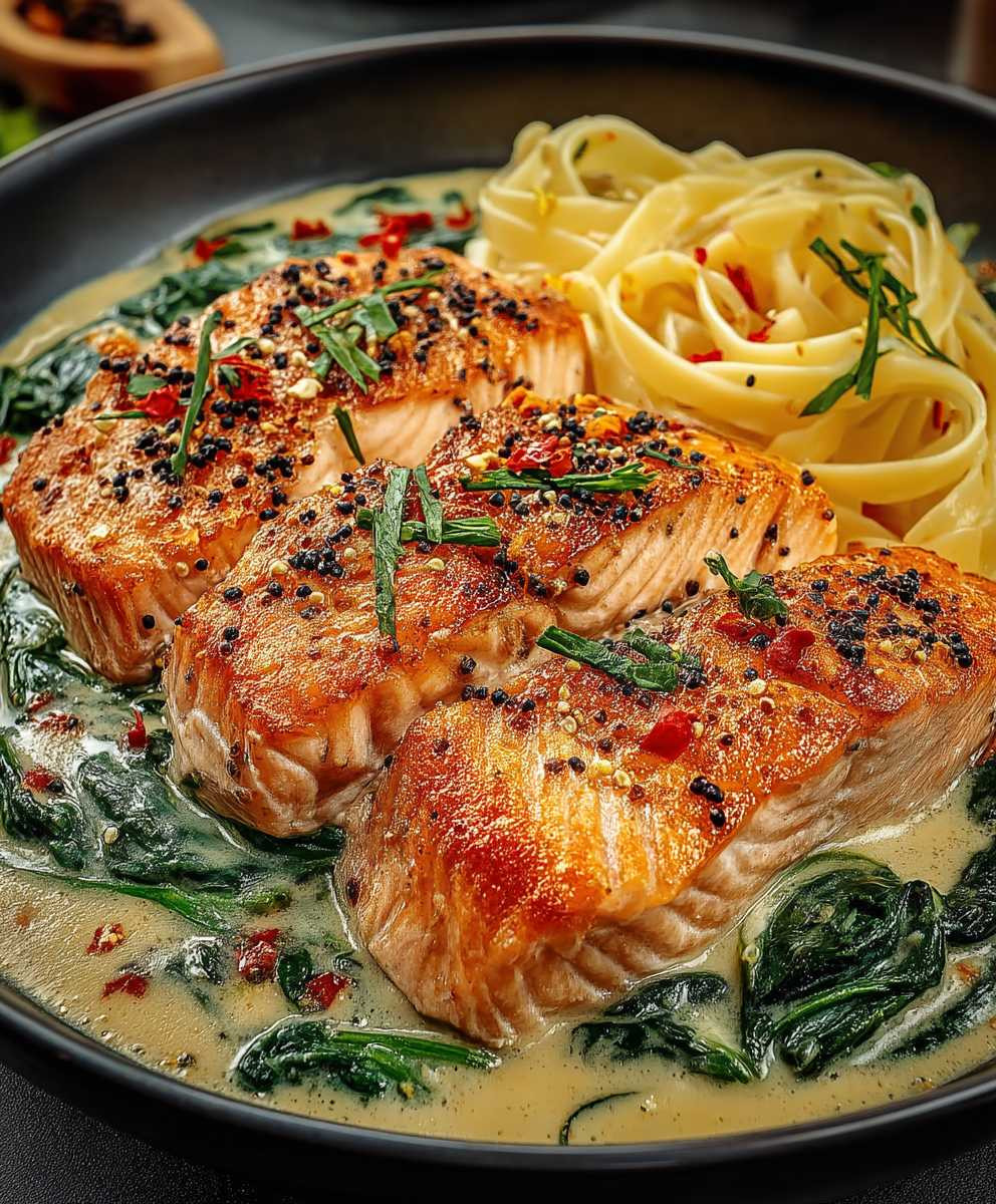Cremiger Lachs Florentiner